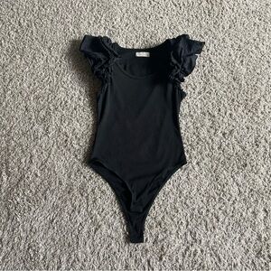 Altar D State Black Flutter Sleeve Bodysuit